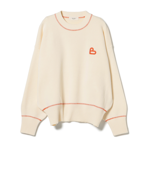 B-HEART ロゴ クルーネック ニット