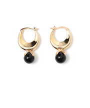 ブラック ストーン フープ ピアス