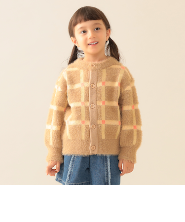 チェック シャギー カーディガン 2025FW（90～140cm）
