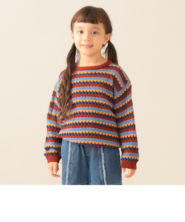 透かし編み ボーダー ニット 2025FW（90～140cm）