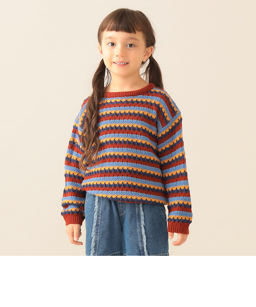 透かし編み ボーダー ニット 2025FW（90～140cm）