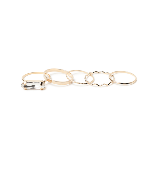 クリアストーン 5リング セット