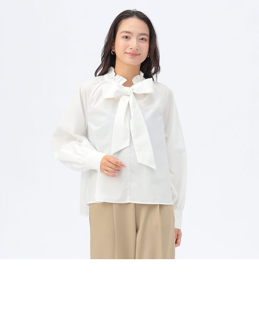ボウタイ ギャザー ブラウス