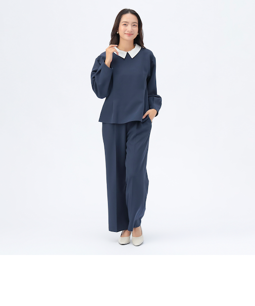 襟付き ペプラム セットアップ