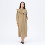 フリルネック シャツ ワンピース