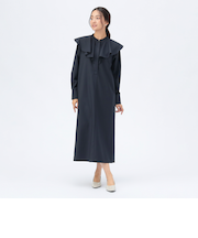 フリルネック シャツ ワンピース