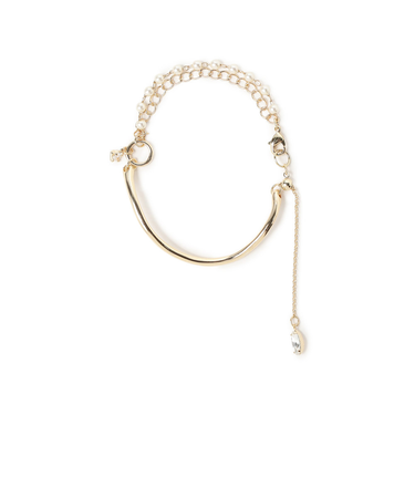 ハーフチェーン フェイクパール ブレスレット