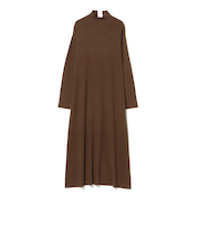 襟スリット ハイネック ニットワンピース