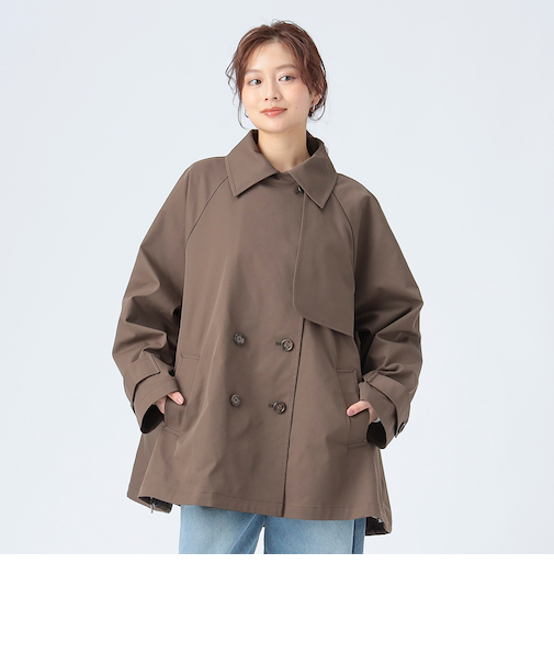 ダブル ブレスト ミドル トレンチコート