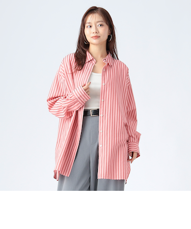 ストライプ オーバー ボタンシャツ