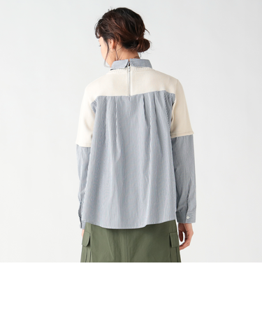 衿付 異素材プルオーバー