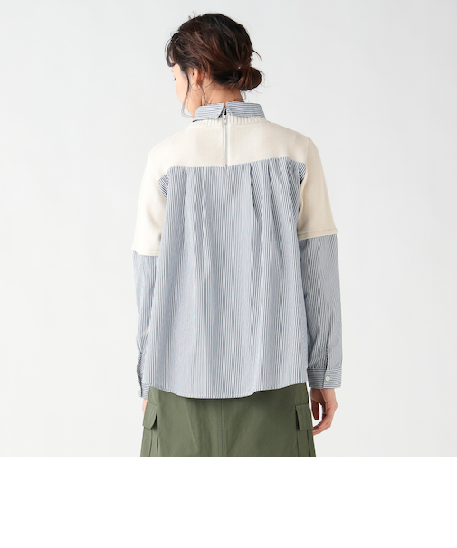 衿付 異素材プルオーバー