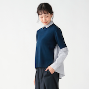 衿付 異素材プルオーバー