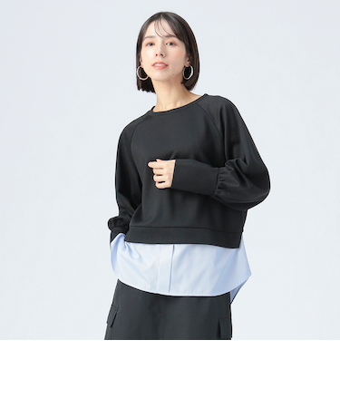 サカリバ × ストライプ フェイクレイヤー プルオーバー