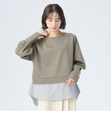 サカリバ × ストライプ フェイクレイヤー プルオーバー