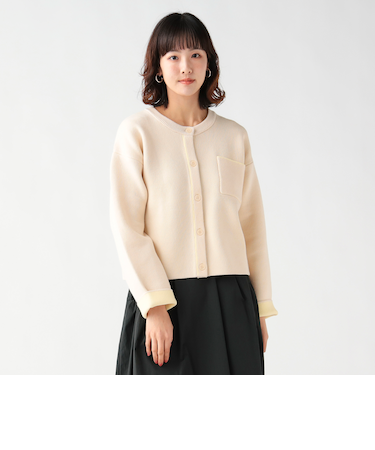 バイカラー ニット カーディガン