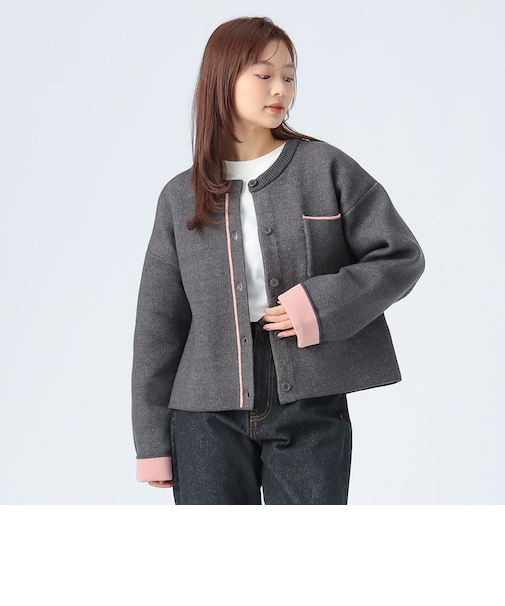 バイカラー ニット カーディガン