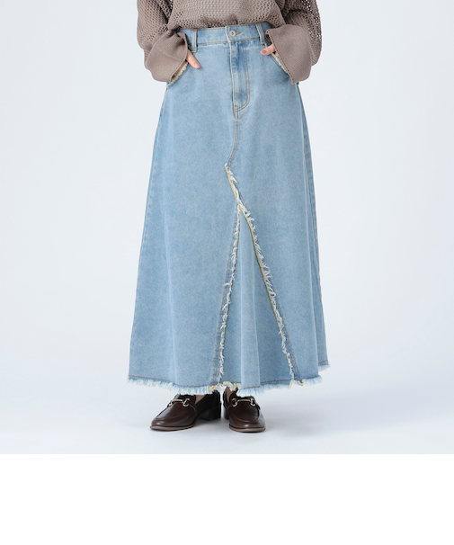 カラーダメージ デニム スカート