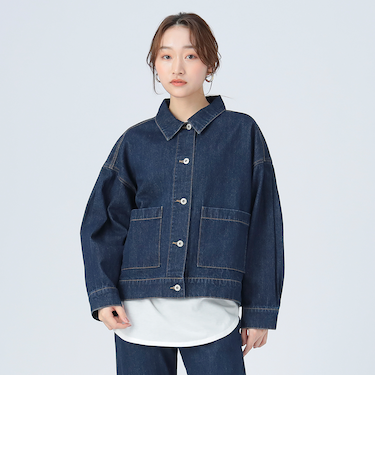 タック スリーブ オーバー デニム ジャケット
