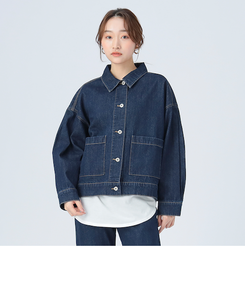 タック スリーブ オーバー デニム ジャケット