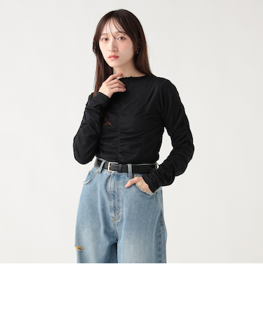 シャーリング ギャザー プルオーバー