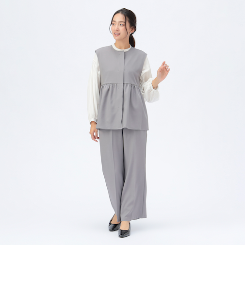 ペプラム ベスト × パンツ セットアップ