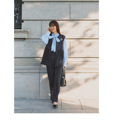 ペプラム ベスト × パンツ セットアップ