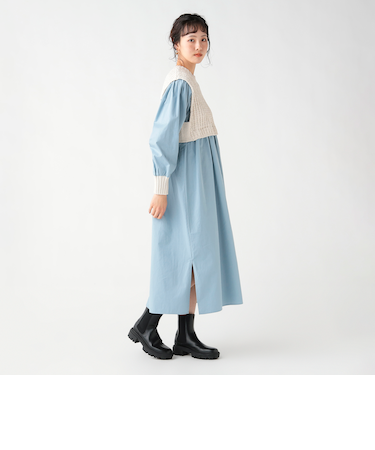 ニット × ドッキング ワンピース