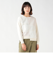 レース×プリント パッチワーク スウェット