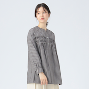 変形タック ノーカラー ブラウス