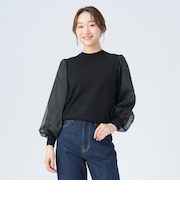 袖 オーガンジー プルオーバー