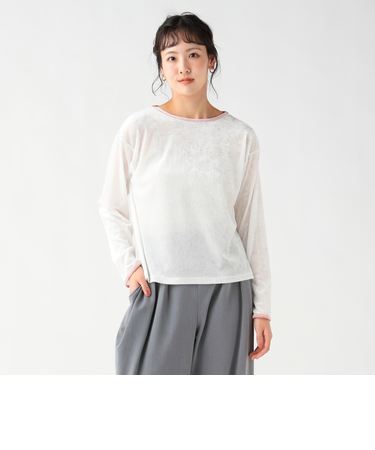 シアー ベロア リンガーTシャツ