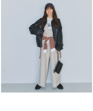 フェイクレザー ジップ ブルゾン