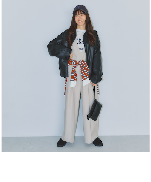 フェイクレザー ジップ ブルゾン