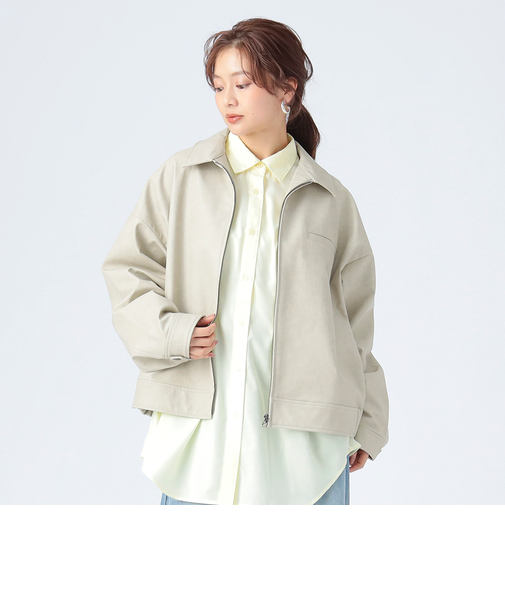 フェイクレザー ジップ ブルゾン