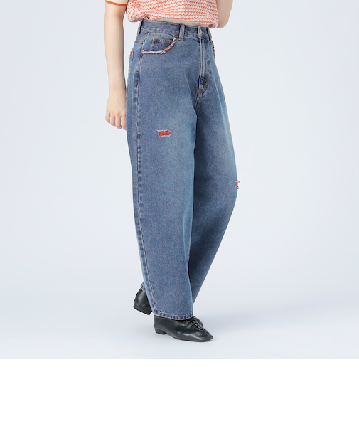 カラー ダメージ コクーン デニム