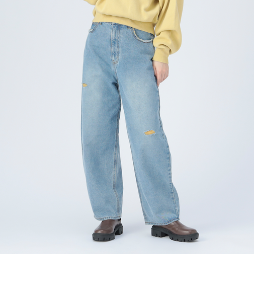 カラー ダメージ コクーン デニム