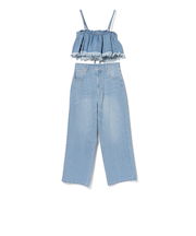 フリル デニム ビスチェ × パンツ