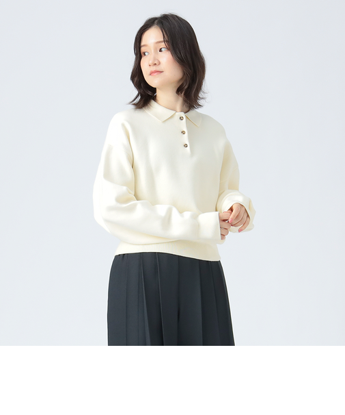 スウェット編み ニットポロシャツ