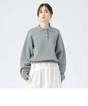 スウェット編み ニットポロシャツ