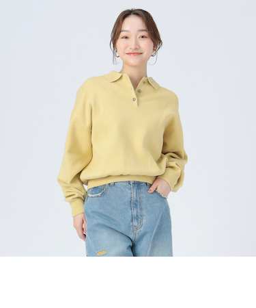 スウェット編み ニットポロシャツ