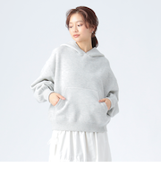 スウェットライク ニット パーカー