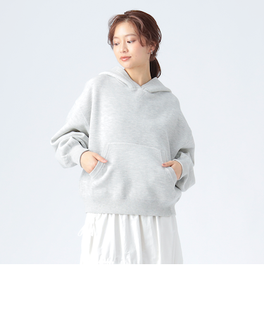 スウェットライク ニット パーカー