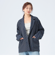 ピンストライプ リボン ジャケット