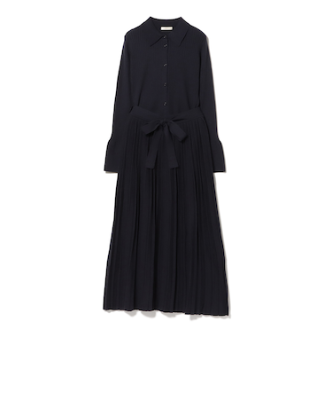 襟付き リブニット × スカート（セットアイテム）