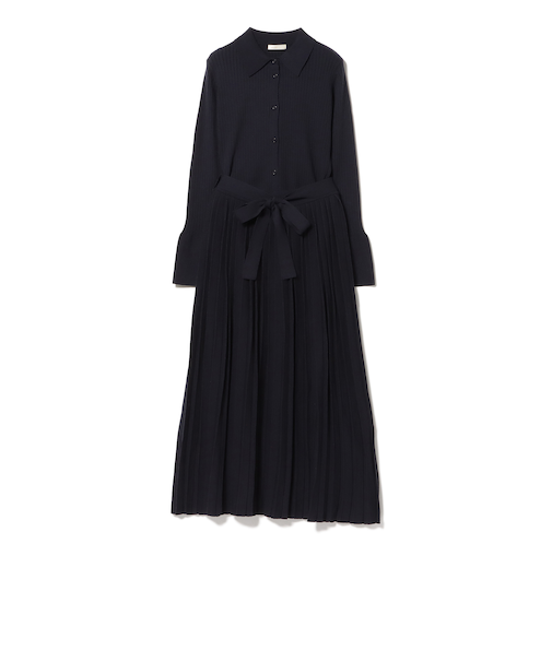 襟付き リブニット × スカート（セットアイテム）