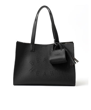 パンチングロゴ チャーム付き トートバッグ