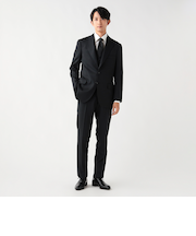 130's ブラック  3ボタン 3ピーススーツ（セットアイテム）