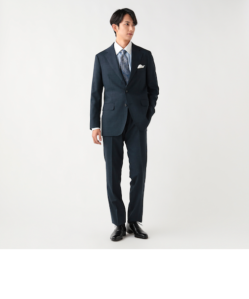 強撚 グレンプレイド 3ボタン スーツ