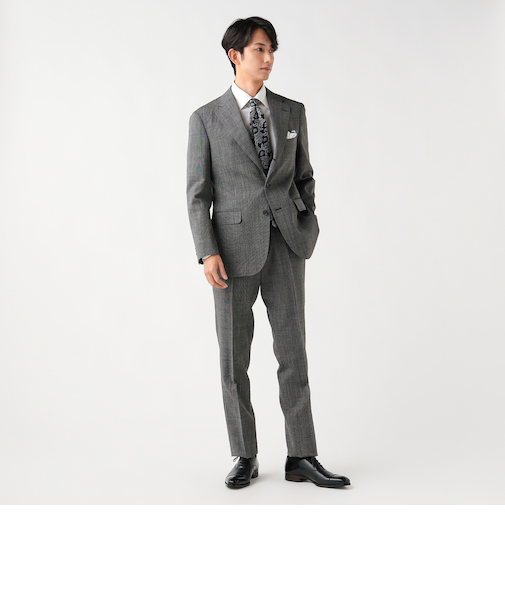 強撚 ピンヘッド 3ボタン スーツ